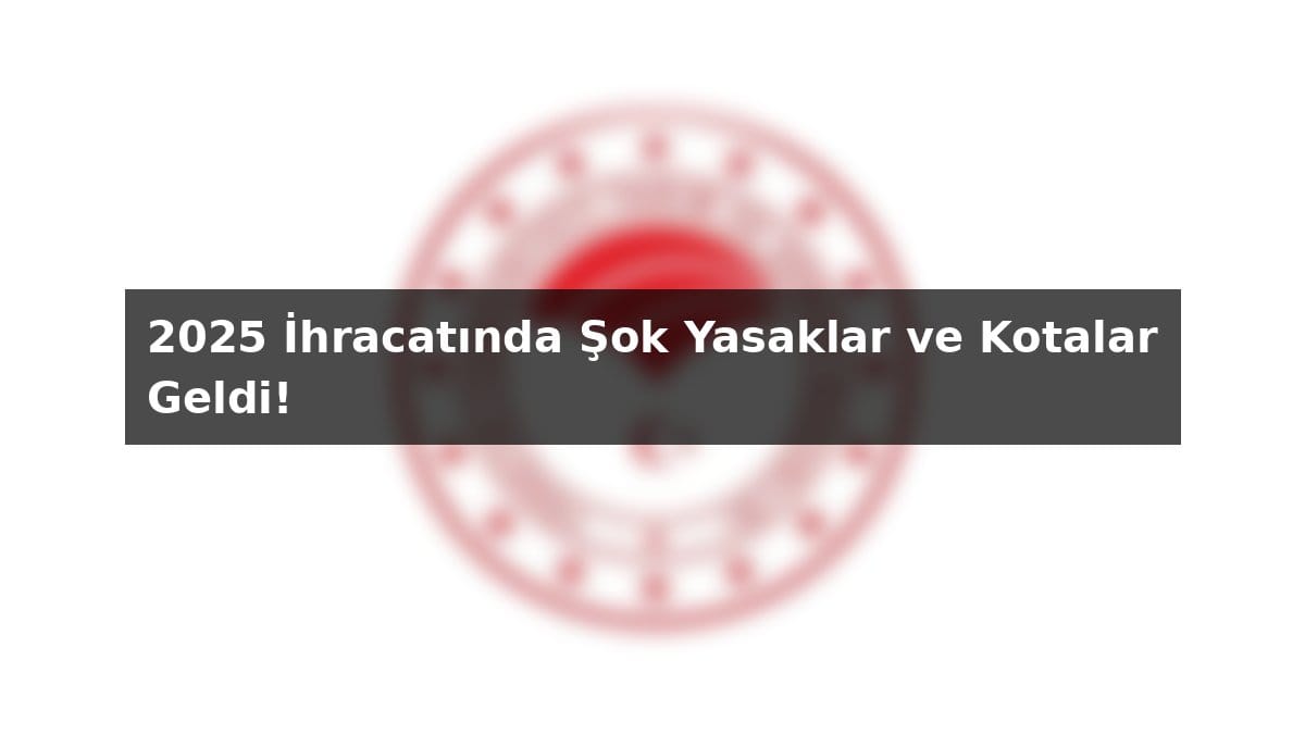 2025 İhracatında Şok Yasaklar ve Kotalar Geldi! Güncel