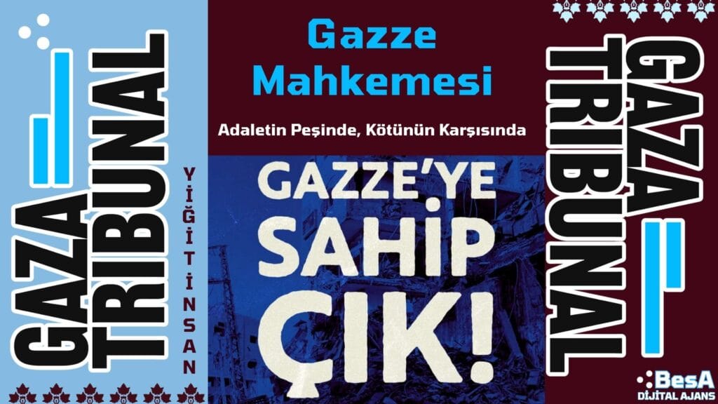 Gazze Mahkemesi hakkında bilgi veren bir görsel, uluslararası adalet arayışını simgeliyor.