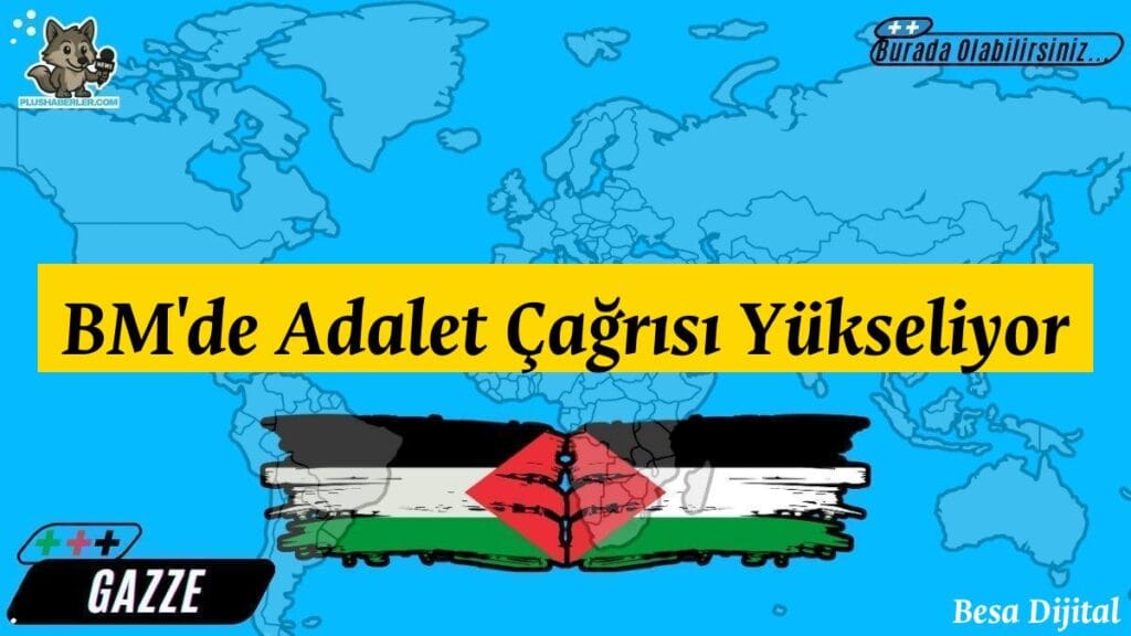 Bir grup insan, BM önünde adalet talebiyle slogan atıyor ve pankartlar tutuyor.