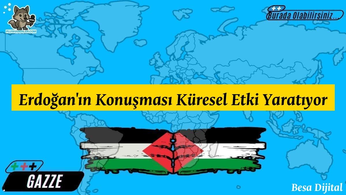 Cumhurbaşkanı Erdoğan, Birleşmiş Milletler Genel Kurulu'nda Gazze hakkında konuşuyor, katılımcılar dikkatle dinliyor.