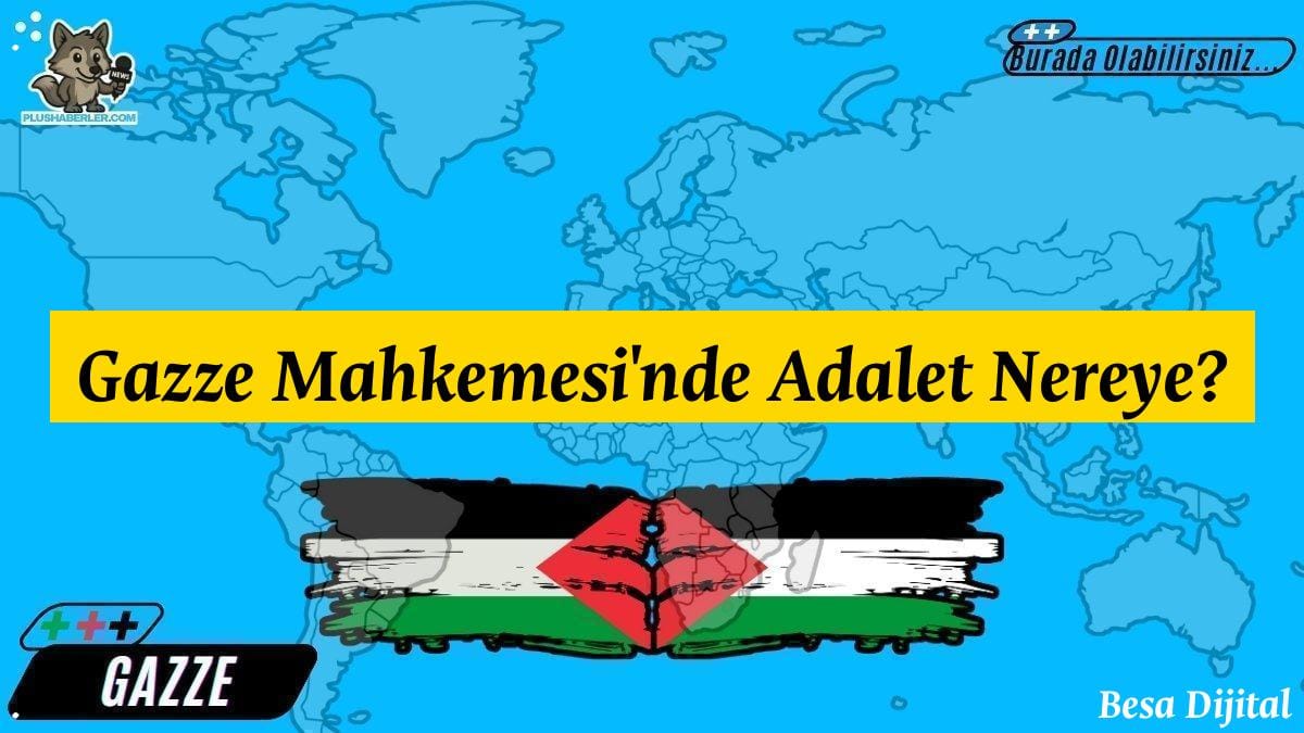 Gazze Mahkemesi önünde kalabalık bir grup, adalet bekleyişini simgeliyor.