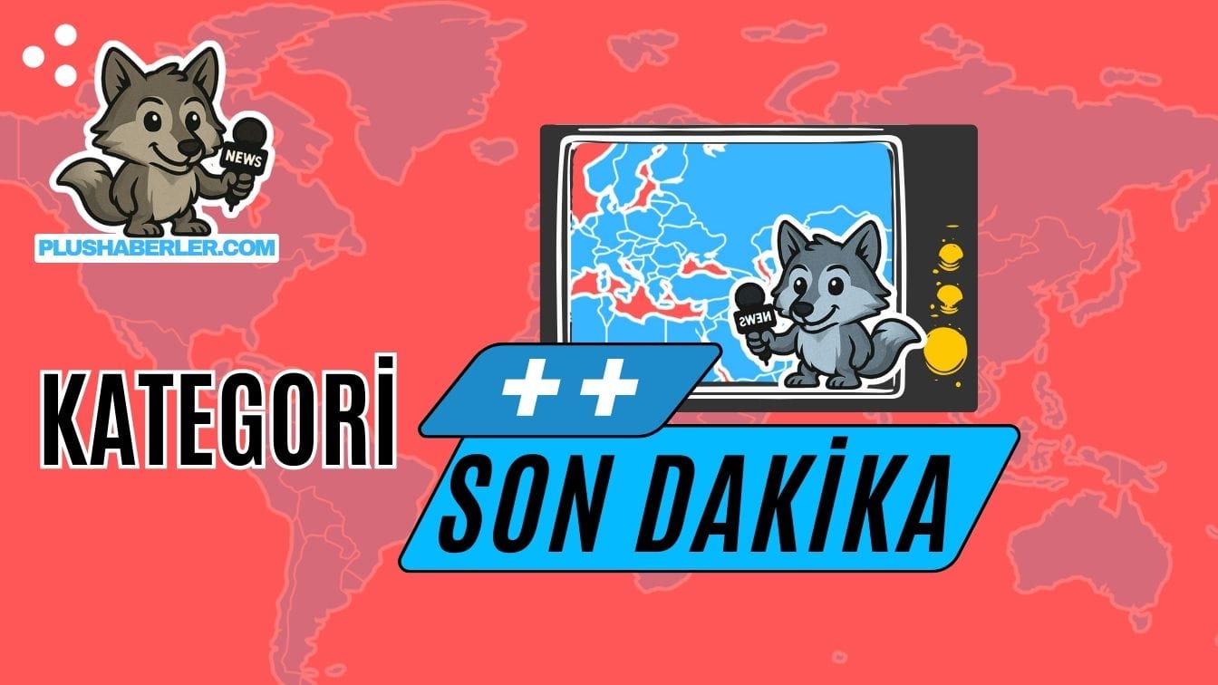 Plushaberler Son Dakika kategorisi görseli, haberci maskot köpek illüstrasyonu ve televizyon ekranı üzerinde dünya haritası.